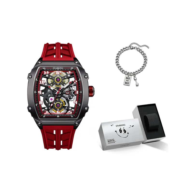 STARKING Eagle Soaring Collection Automatic Mechanical Movement Silicone Strap Watch Men's Watches Black Dial-0