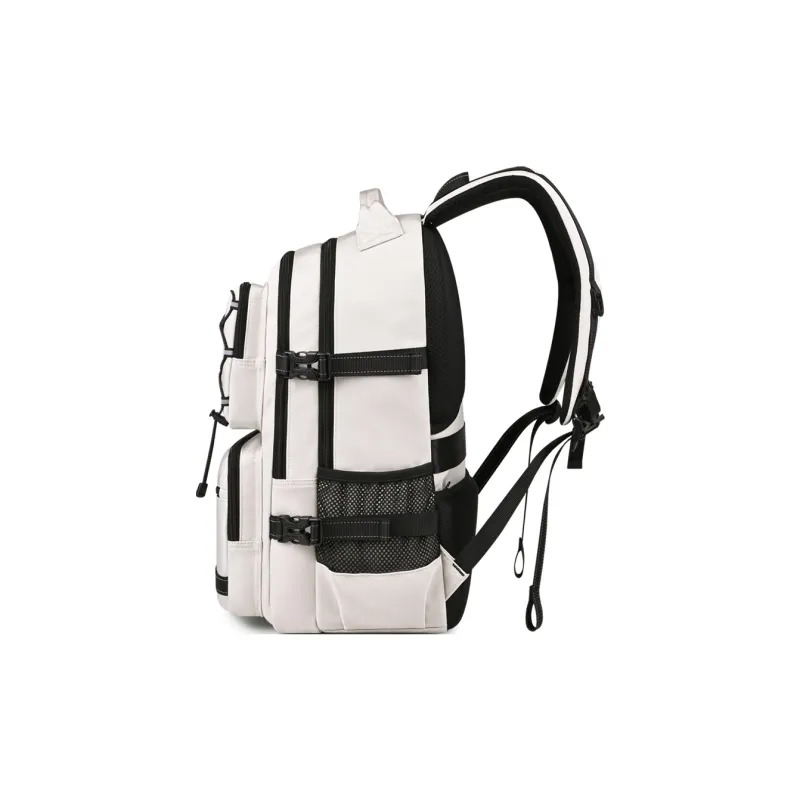 EDISON Nylon Backpack Regular Unisex Black/Beige-6