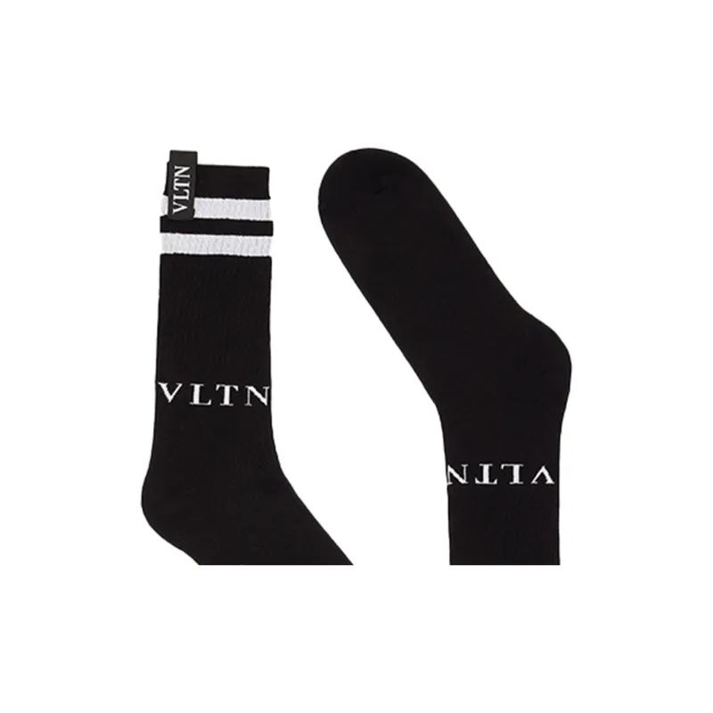 Valentino SS21 Mid-Calf Socks Men's 1 Pack Black-3
