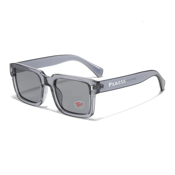 PSACSS PC Square Sunglasses Unisex Transparent Gray Stripes-7