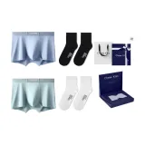 7A Antibacterial 120S Modal[Light Blue+Cyan][100% cotton Socks 2 Pack]Box