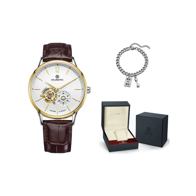 STARKING Automatic Mechanical Movement Stainless Steel Watchband Watch Unisex White Dial-5
