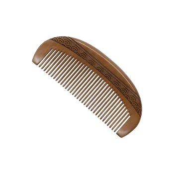XIBI Double-Sided 3D Effect Carved Without Handle Peachwood Comb Straight Hair