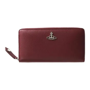 Vivienne Westwood Grain Leather Wallet Unisex Burgundy Red