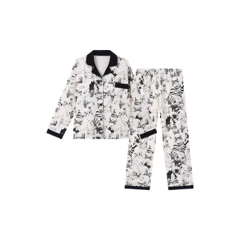 OEING Pajama Set Women's Black White