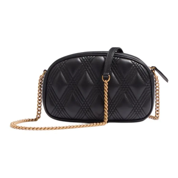 Valentino Embossed Goat Skin Shoulder Bag Crossbody Bag Women's Black-3