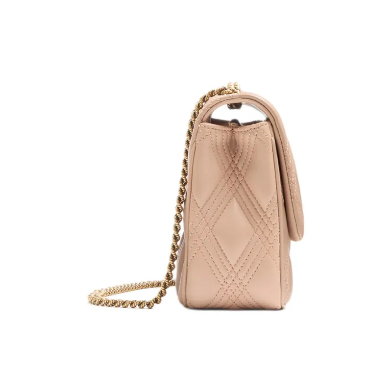 Valentino Embossed Goat Skin Shoulder Bag Crossbody Bag Medium Size Women's Cinnamon Pink-2