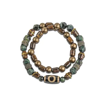 Cuud Bird Pattern Stone Bracelets Men's