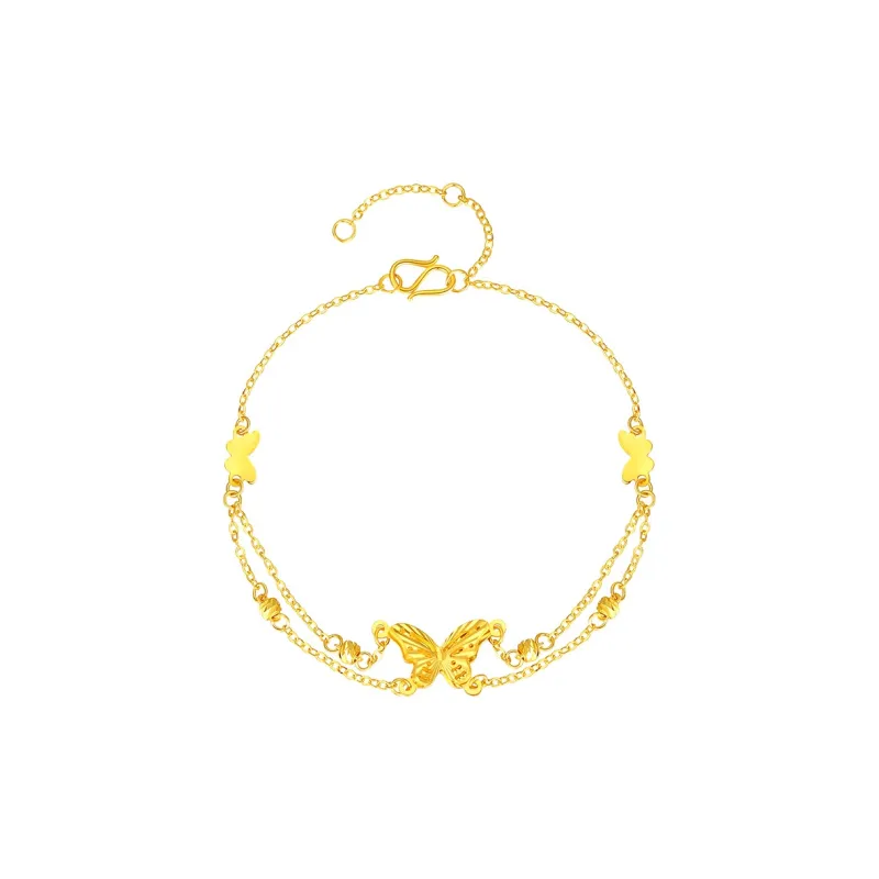 YASIFU New Arrival Niche Versatile Butterfly Solid Gold 999 Fixed Price Gold Bracelet Women's-0