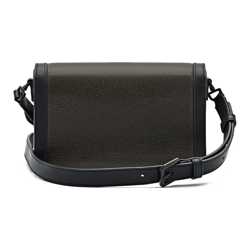 PEDRO Icon Series Top Grain Cow Leather Shoulder Bag, Crossbody Bag Trumpets Men's Black/Dark Umber-8