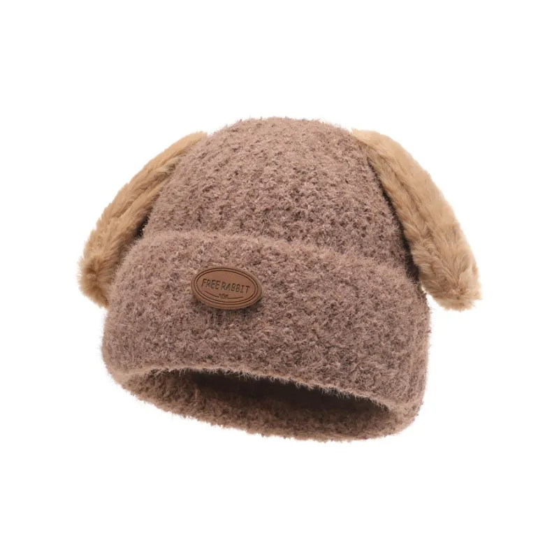 FREE RABBITⅡ Thickened And Fleece Lined Warm Pullover Knitted Hat Casual Cartoon Beanie Unisex-11