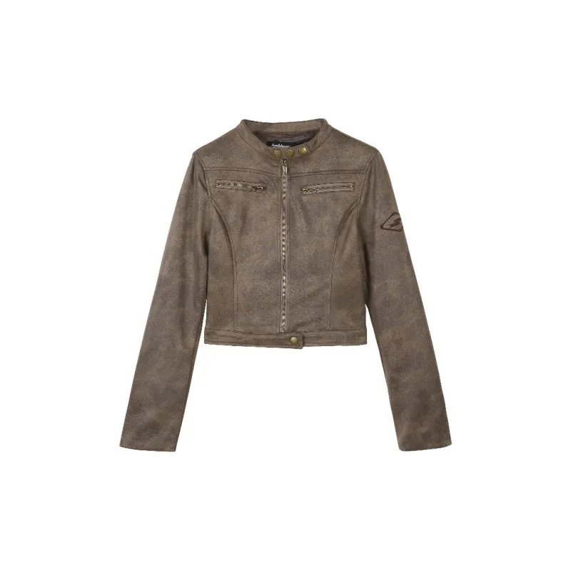 ZXZA Leather Jacket Women's Brown-1