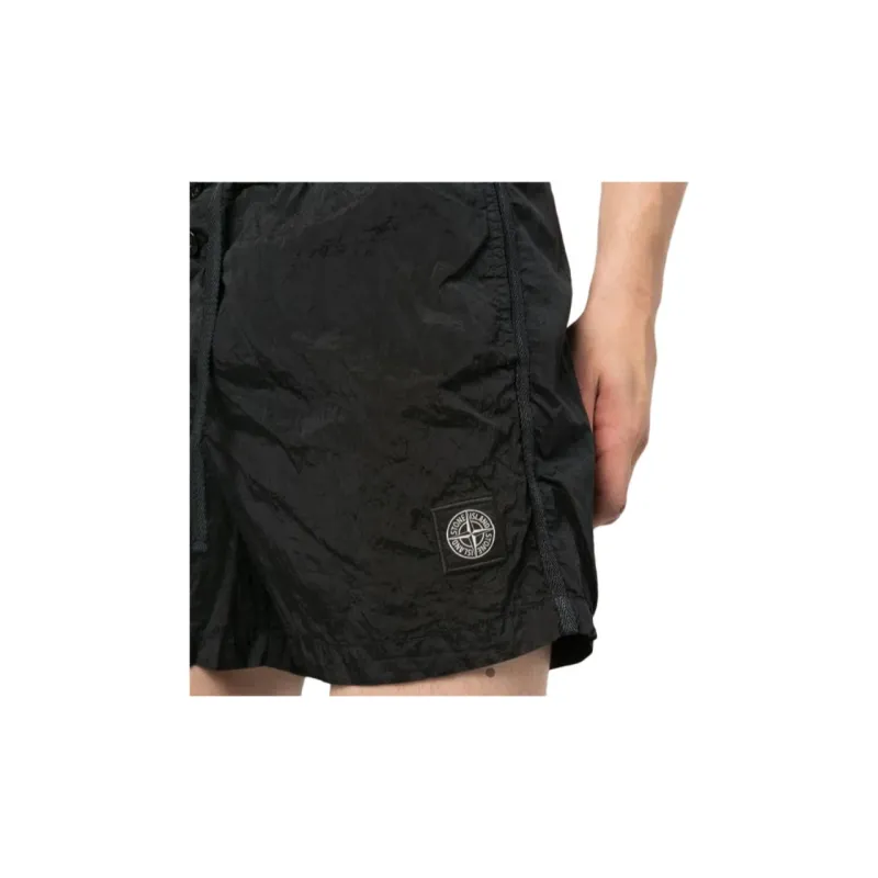 STONE ISLAND Logo Patch Drawstring Swim Shorts-3
