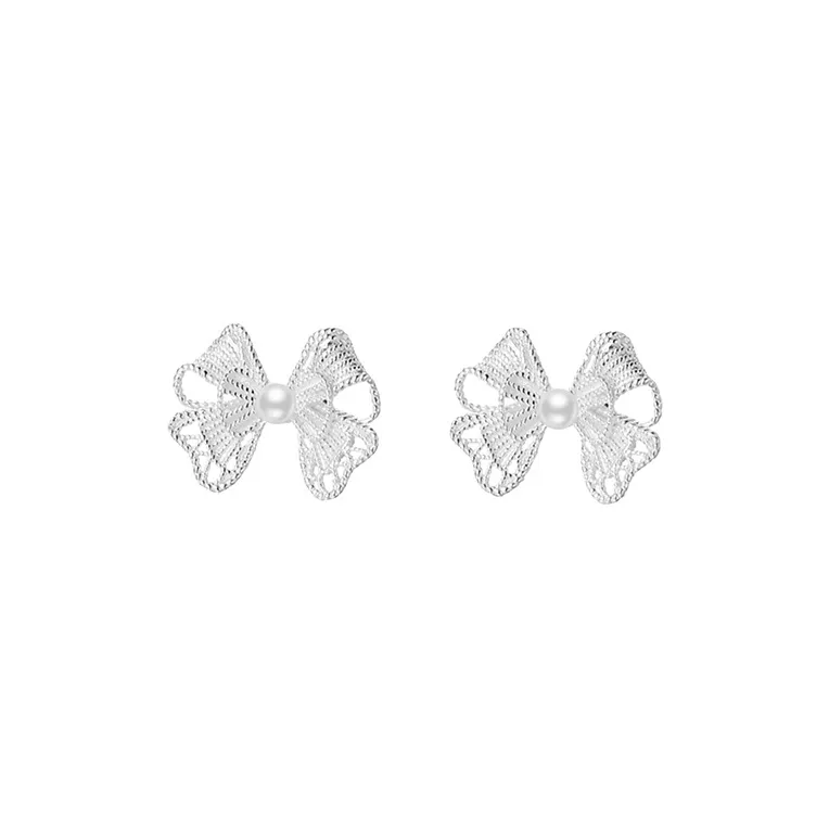 Heart Grass S925 Silver Stud Earrings Women's-0