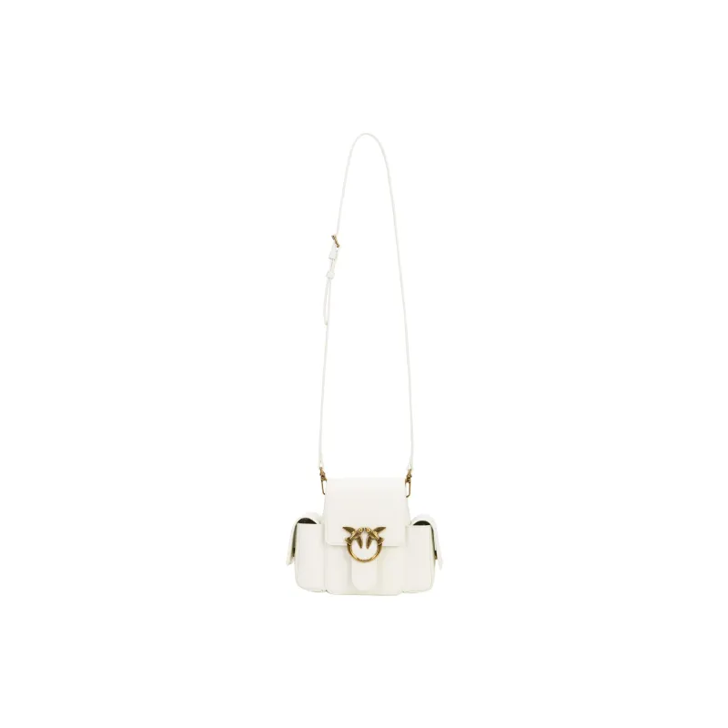 PINKO Leather Swallow Bag, Crossbody Bag Women's White-1