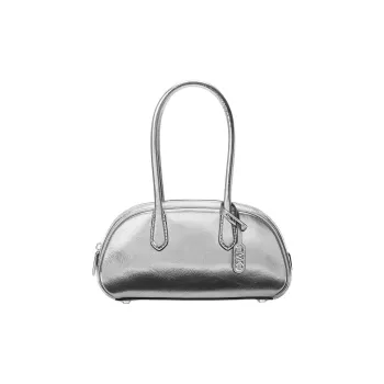 MICHAEL KORS Metal Leather One Shoulder Handbag Small Size Women's Silver