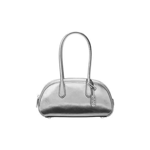 MICHAEL KORS Metal Leather One Shoulder Handbag Small Size Women's Silver