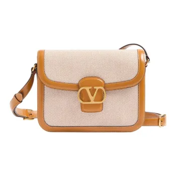 Valentino GARAVANI Canvas Bag Shoulder Bag Crossbody Bag Men's Beige & Gold Brown