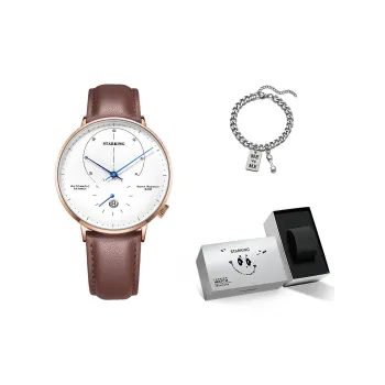 STARKING Handsome Collection Automatic Mechanical Movement Stainless Steel Watchband Watch Unisex White Dial