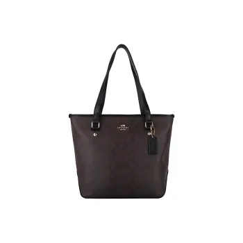 COACH Zip Top Tote PVC Tote Bag Shopping Bag Handbag Shoulder Bag Women's Dark Brown