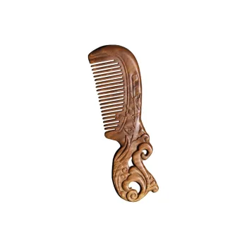 XIBI Classical Style Chinoiserie Cut-Out Brogues Green Sandalwood Comb Hairdressing Tools Massage Scalp Hair Growth