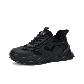 JEEP SPIRIT Cushioning Anti Slip, Wear Resistant, Coverage, Warm, Height Increasing Low Top Chunky Sneakers Men's Black