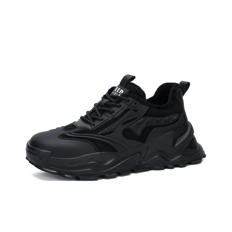 JEEP SPIRIT Cushioning Anti Slip, Wear Resistant, Coverage, Warm, Height Increasing Low Top Chunky Sneakers Men's Black-0