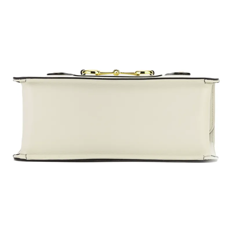 GUCCI Leather Box Bag Handbag Women's White-6