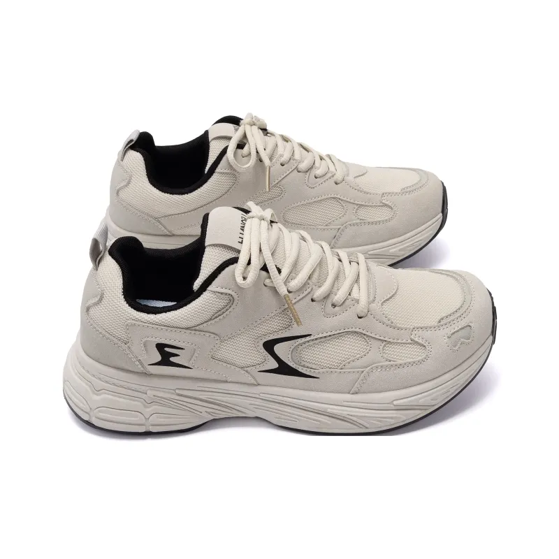 HUANQIU Balanced And Non-slip Low-Top Chunky Sneakers Men's Apricot Gray-3