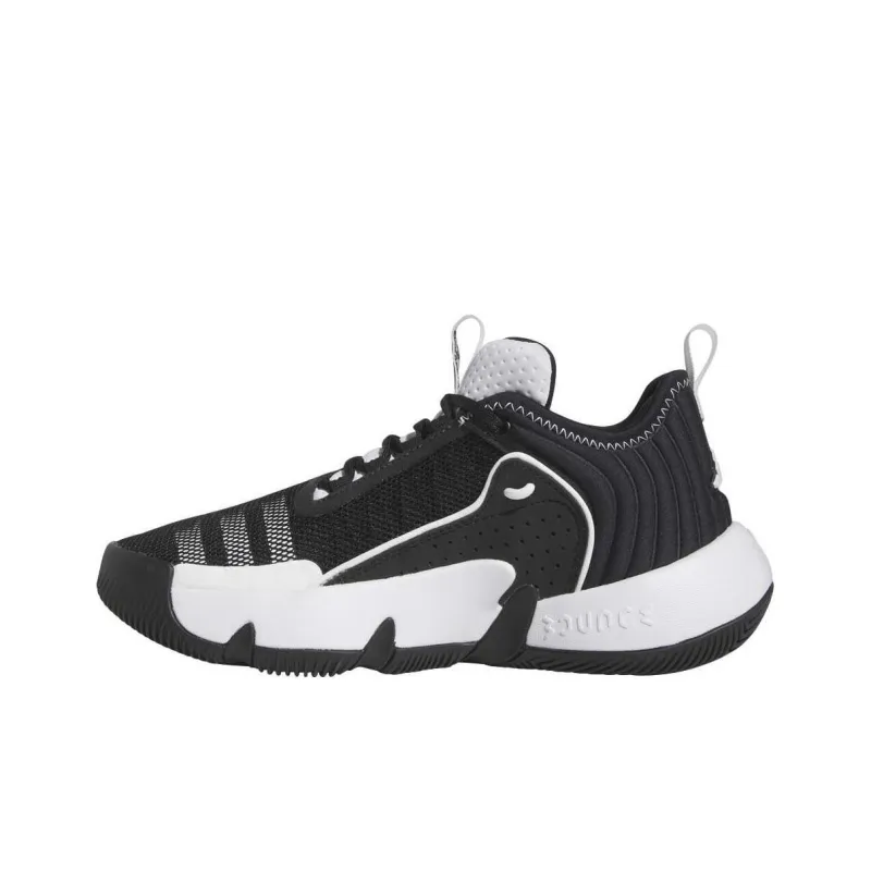 Adidas Trae Unlimited Anti Slip Wear Resistant Low Top Children's Basketball Shoes Black White Teenagers-0