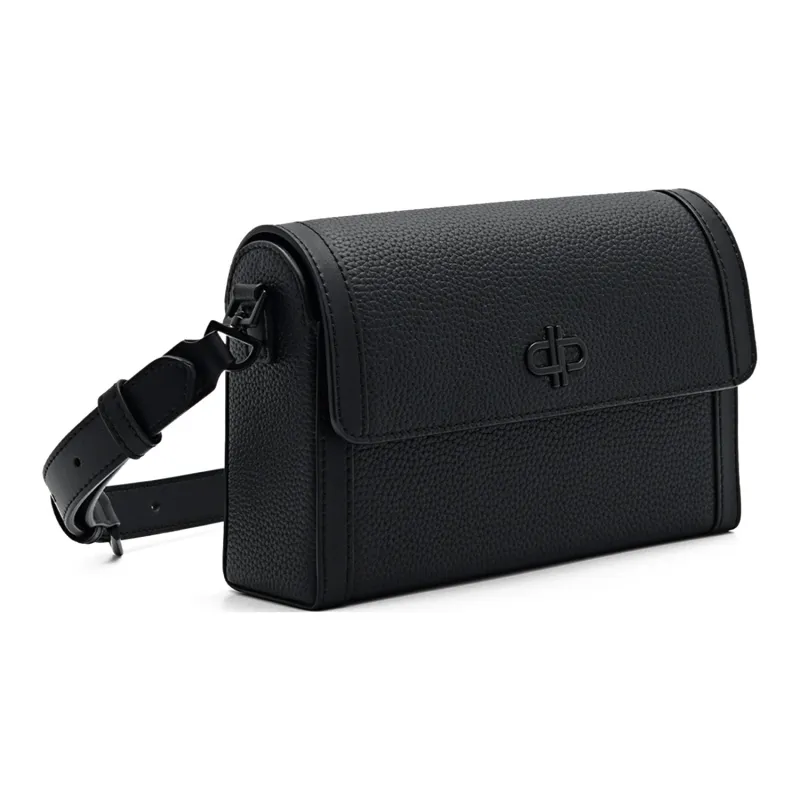 PEDRO Icon Series Top Grain Cow Leather Shoulder Bag, Crossbody Bag Trumpets Men's Black/Dark Umber-1