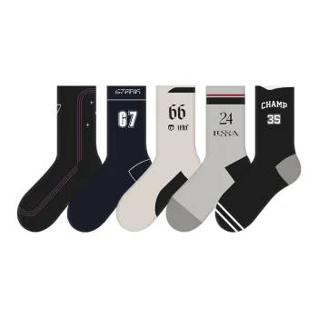 COTTON CHEESE Mid Calf Socks Unisex 5 Pack