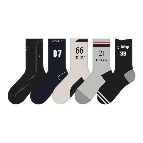 COTTON CHEESE Mid Calf Socks Unisex 5 Pack