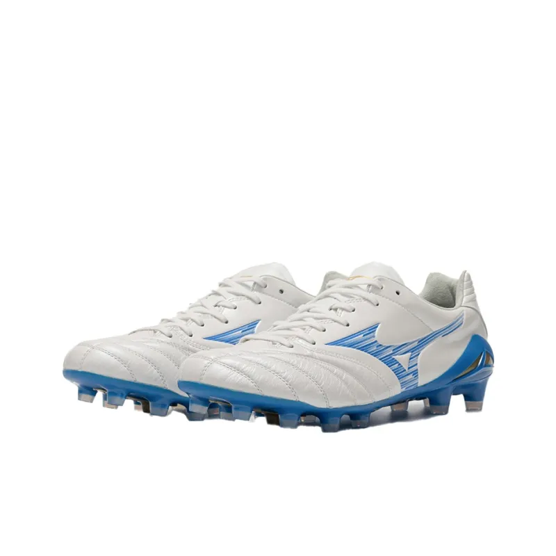 Mizuno Wear Resistant Soccer Shoes Men's White Blue-1