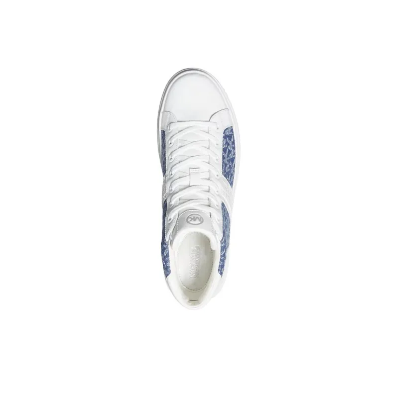 MICHAEL KORS Chapman Mid-Top Casual Shoes Women's Pure White With Denim Blue-4