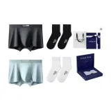 7A Antibacterial 120S Modal[Black+Cyan][100% cotton Socks 2 Pack]Box