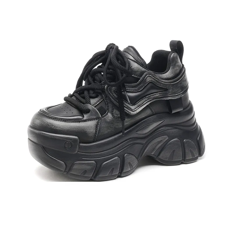 CARDANRO Low-Top Platform Height Increasing 10cm Vintage Chunky Sneakers Women's-21