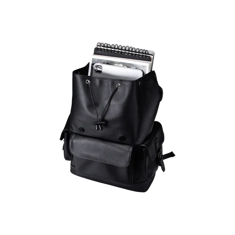ONRF PVC Backpack Computer Backpack Large Size Unisex Black-2