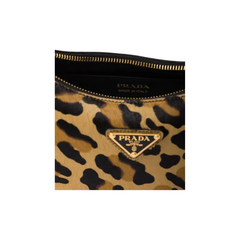 PRADA Arque Printed Leather Shoulder Bag, Handbag, Shoulder Bag Women's Honey-4