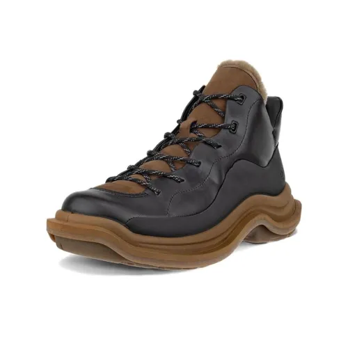 Ecco Durable Warm High-Top Casual Shoes Women's Black Brown
