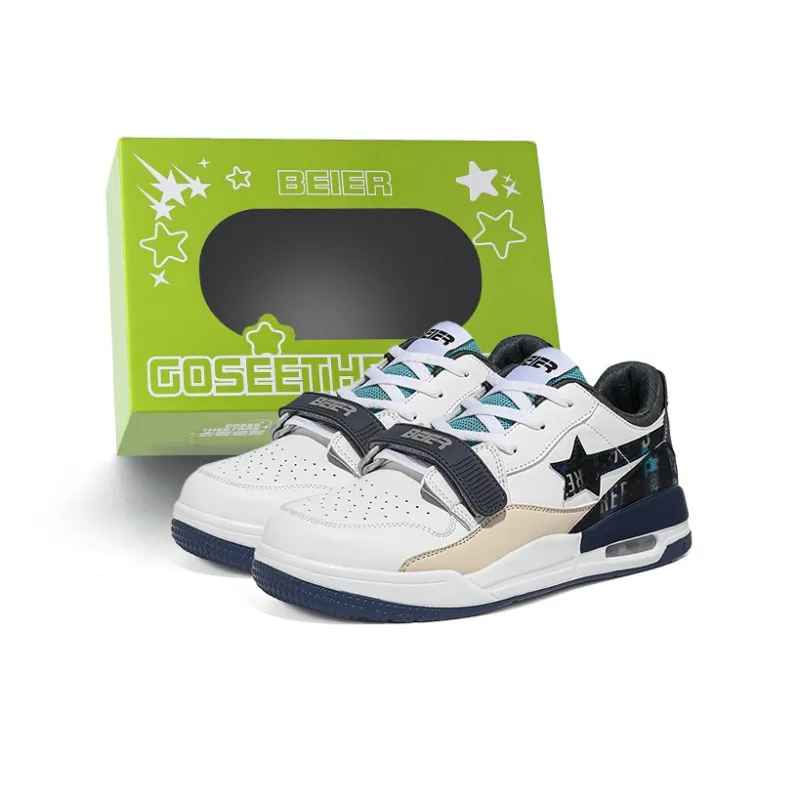 BEIER Stars Collection Couple Versatile Height Increasing Slip-Resistant Low-Top Skateboard Shoes Unisex-10