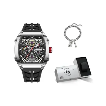 STARKING Steel Core Collection Mechanical Movement Silicone Strap Watch Men's Watches Black Dial