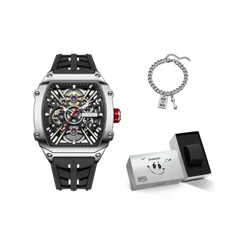 STARKING Steel Core Collection Mechanical Movement Silicone Strap Watch Men's Watches Black Dial