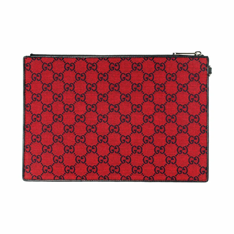 GUCCI Valentine's Day Collection Canvas With Leather Canvas Bag Clutches Unisex Red/Blue-2