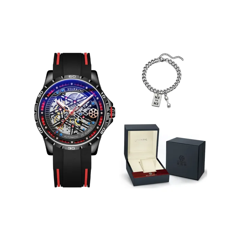 STARKING Automatic Mechanical Movement Rubber Strap Watch Men's Watches Black Dial-8