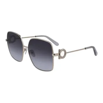 FERRAGAMO Metal Square Sunglasses Unisex Silver
