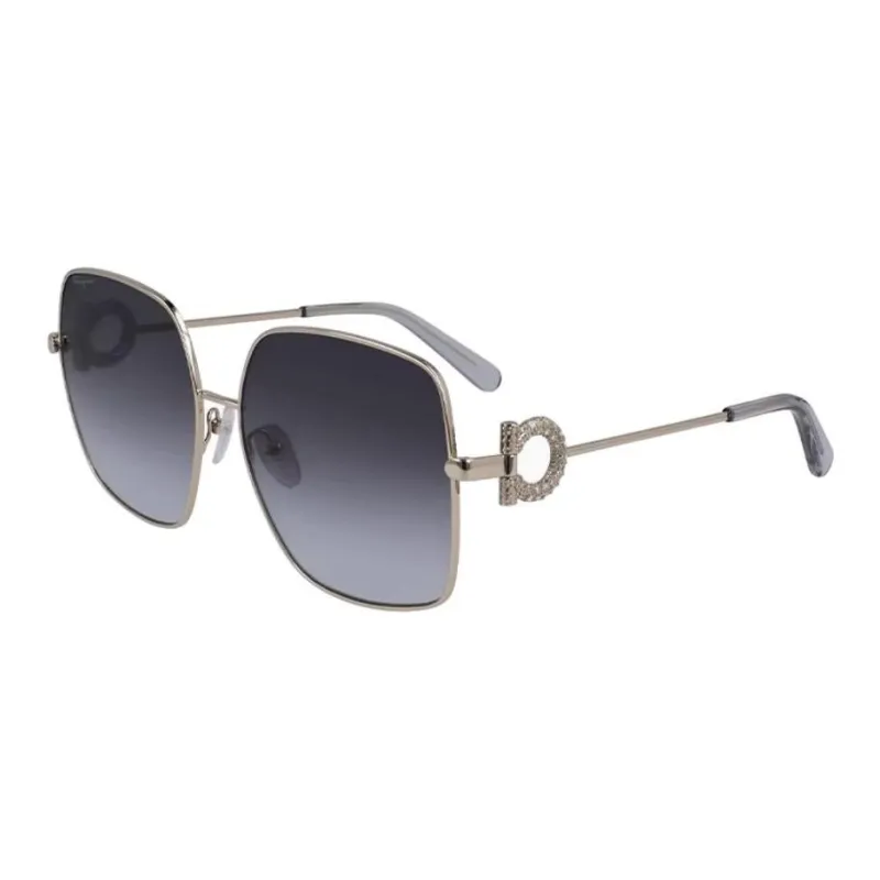 FERRAGAMO Metal Square Sunglasses Unisex Silver-0
