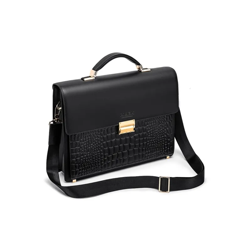 FAIRWHALE Top Grain Cow Leather Handbag Regular Men's Premium Black/Vintage Brown-6