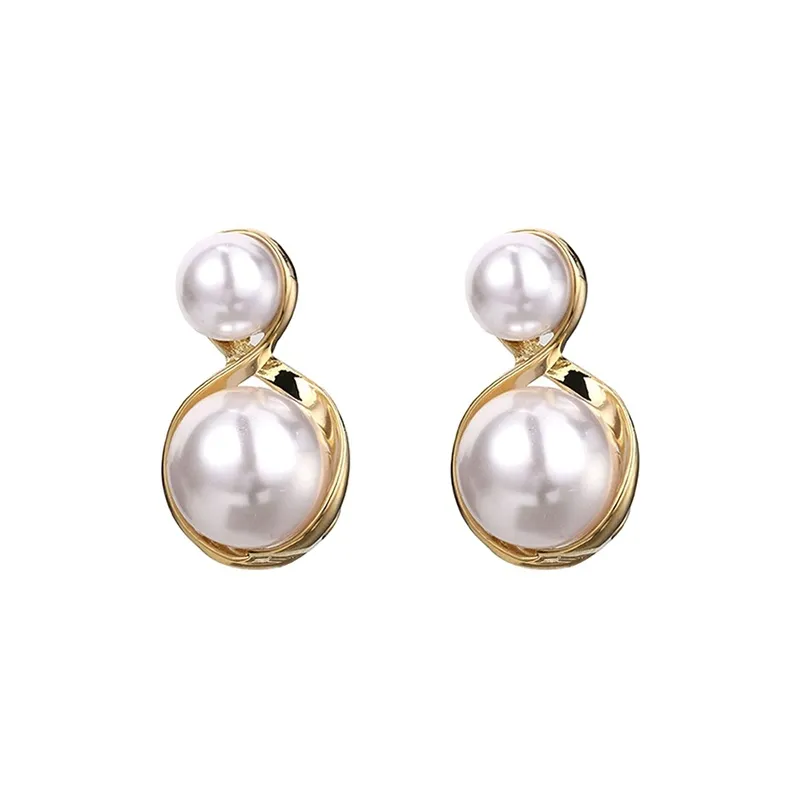 NATURALLYJOJO Faux Pearl Earrings Women's Khaki/White-8