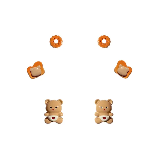Muyan Alloy Bear Toast Stud Earrings Women's-5